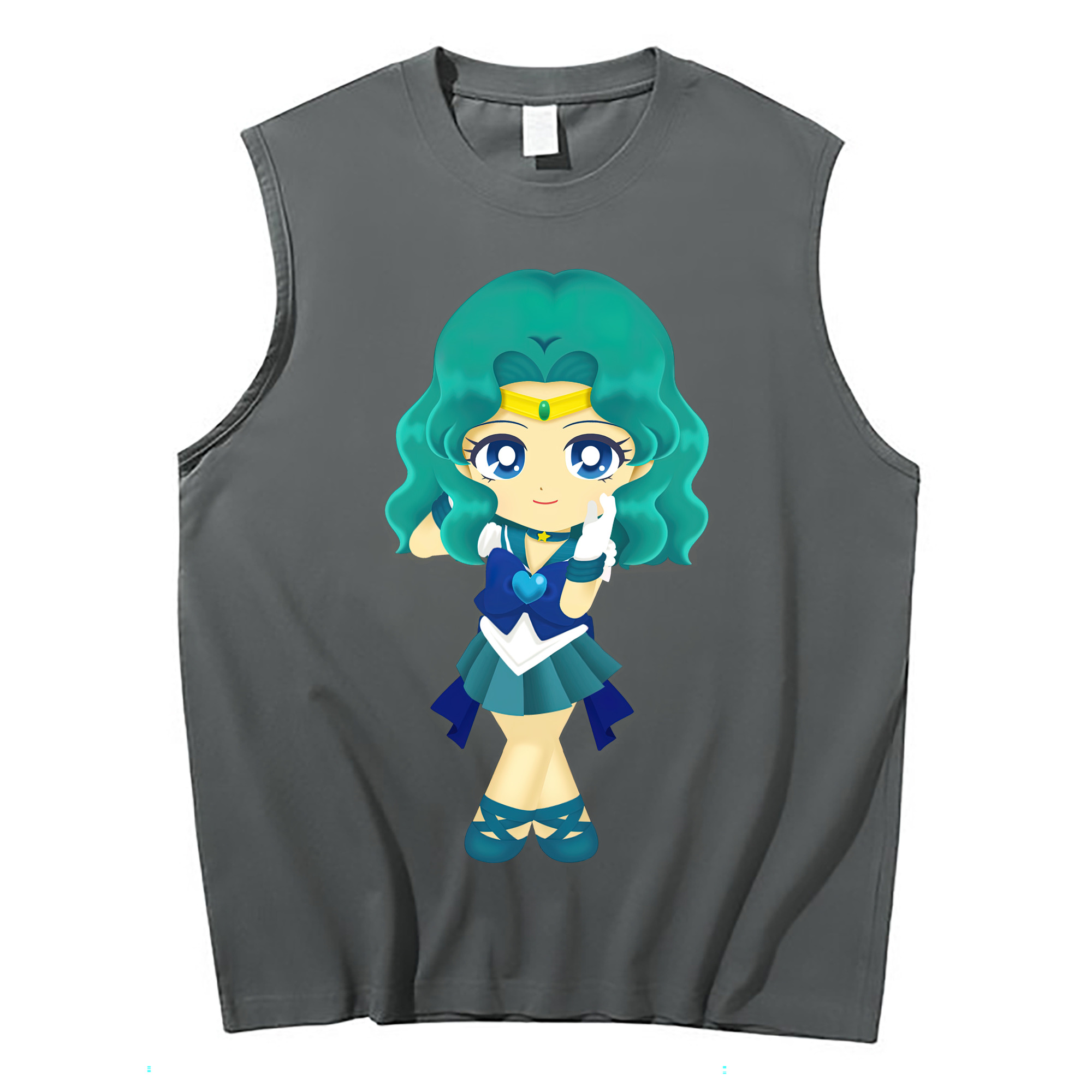 （画像用） 美少女戦士セーラームーン 海王 みちる（かいおう みちる） Sailor Moon Kaiou Michiru コットン100％タンクトップ（フロントプリント）